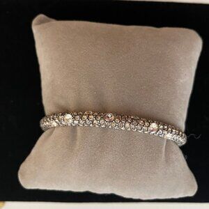 Brighton Hinged Swarovski Crystal Silver Plated Bangle Bracelet